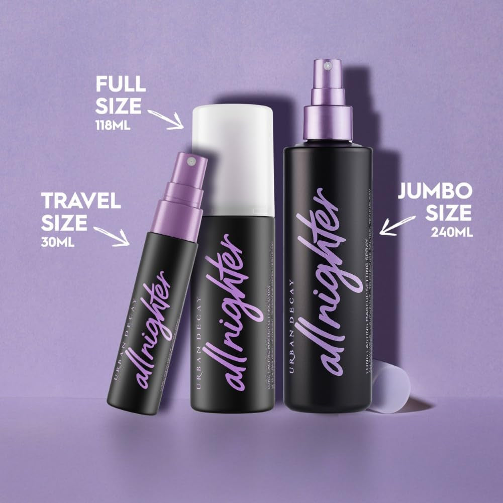 Urban Decay All Nighter Waterproof Makeup Setting Spray - Natural Finish, Smudge-Proof, Transfer-Resistant, up to 16HR Wear, Cools Skin Temperature, Fine Mist, Controls Shine, Vegan & Oil-Free Formula