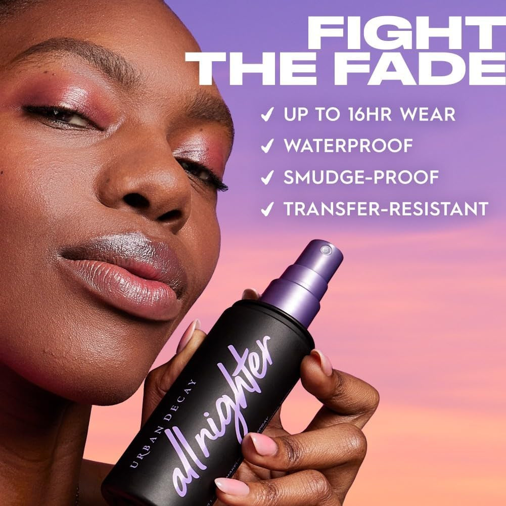 Urban Decay All Nighter Waterproof Makeup Setting Spray - Natural Finish, Smudge-Proof, Transfer-Resistant, up to 16HR Wear, Cools Skin Temperature, Fine Mist, Controls Shine, Vegan & Oil-Free Formula