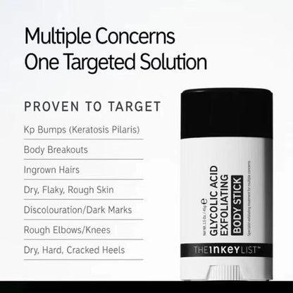 The Inkey List Exfoliating Body Stick Multiple Glycolic Acid Cleaning Long-Lasting Moisturizing Nourishing Smoothing Skin Care