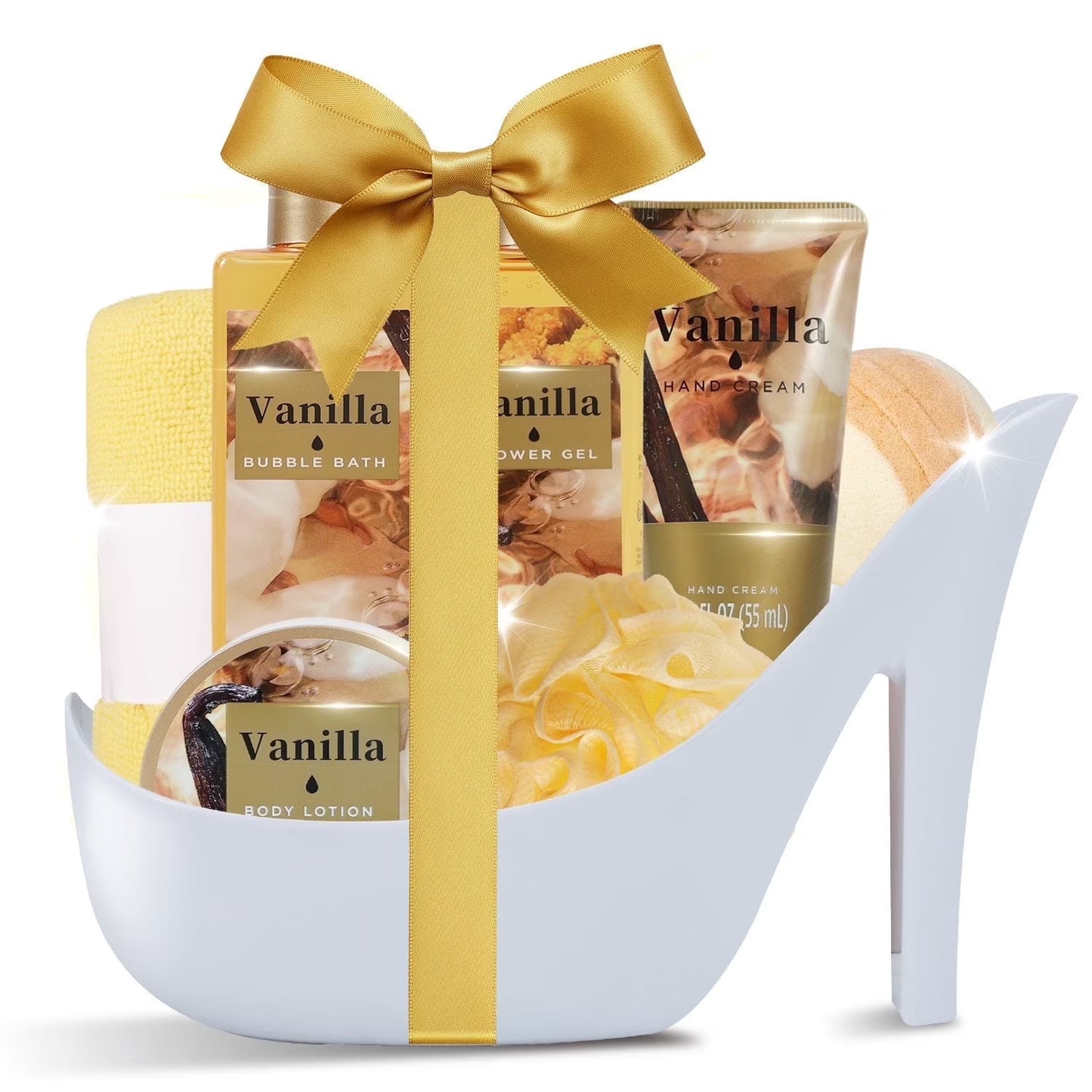 Gift Baskets for Women, 8 Pcs Vanilla Bath Sets Mothers Day Birthday Gift Ideas for Her