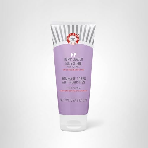 First Aid Beauty - KP Bump Eraser Body Scrub with 10% AHA, Keratosis Pilaris Skin Exfoliator with Glycolic and Lactic acids, Helps Reduce Chicken Bumps, Safe for Sensitive Skin, 2 oz