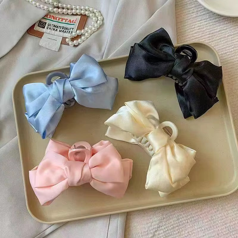 Fashion Women Bow Hairpin Korean Version of Solid Color Butterfly Satin Hair Clips Girls Hair Accessories Headwear