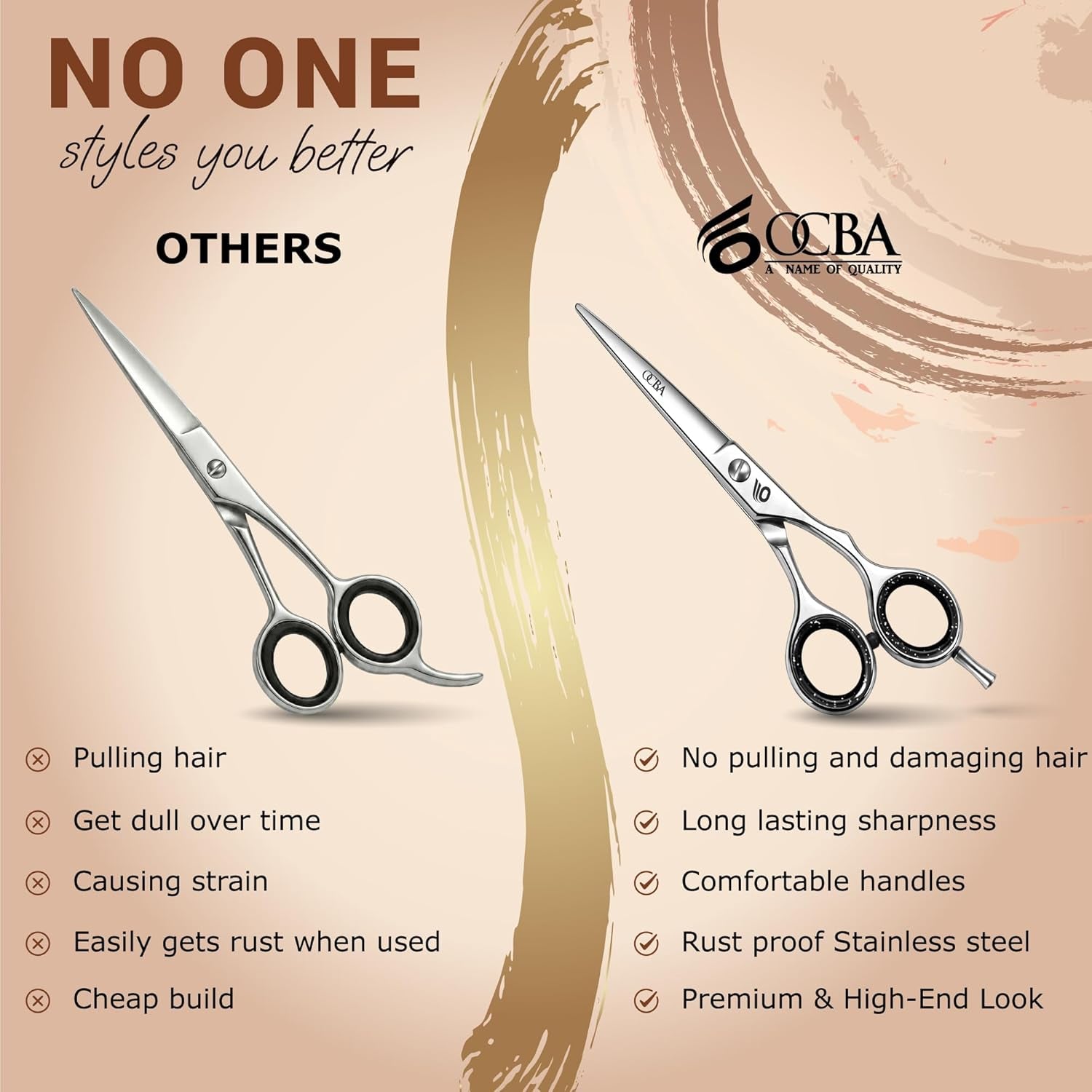 Professional 6" Hairdressing Scissor Sharp Hair Cutting Scissors for Barbers Hairdressers & Stylists Beard & Haircut Scissors for Men & Women (Classic Scissor)