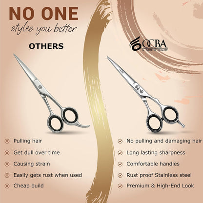 Professional 6" Hairdressing Scissor Sharp Hair Cutting Scissors for Barbers Hairdressers & Stylists Beard & Haircut Scissors for Men & Women (Classic Scissor)