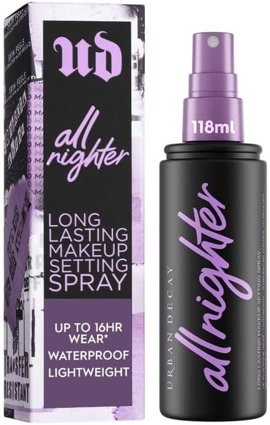 Urban Decay All Nighter Waterproof Makeup Setting Spray - Natural Finish, Smudge-Proof, Transfer-Resistant, up to 16HR Wear, Cools Skin Temperature, Fine Mist, Controls Shine, Vegan & Oil-Free Formula