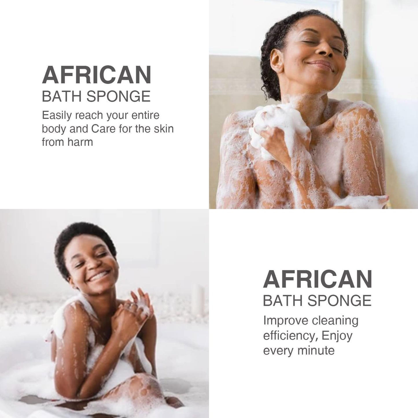 Esponja de baño africana de 3 piezas red africana esponja de baño de red larga exfoliante de ducha exfoliante para la espalda depurador de la piel ideal para uso diario (azul negro blanco roto)