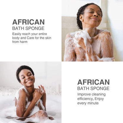 Esponja de baño africana de 3 piezas red africana esponja de baño de red larga exfoliante de ducha exfoliante para la espalda depurador de la piel ideal para uso diario (azul negro blanco roto)