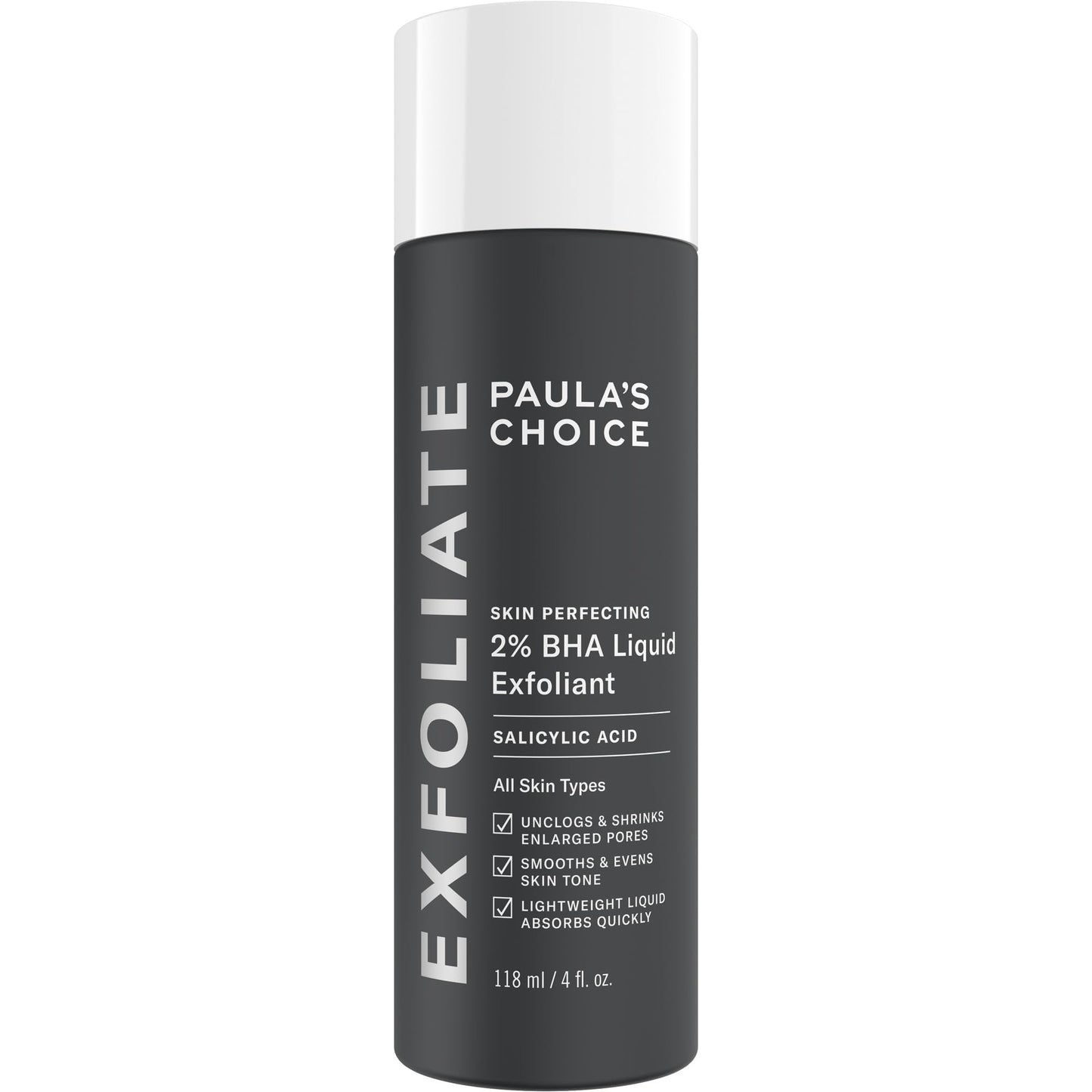 Paula's Choice Skin Perfecting 2% BHA Exfoliante Liquido - Peeling Facial Combate los Puntos Negros, Poros Dilatados, Espinillas y Acne - con Ácido Salicílico - Piel Mixta a Grasa - 118 ml