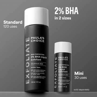 Paula's Choice Skin Perfecting 2% BHA Exfoliante Liquido - Peeling Facial Combate los Puntos Negros, Poros Dilatados, Espinillas y Acne - con Ácido Salicílico - Piel Mixta a Grasa - 118 ml