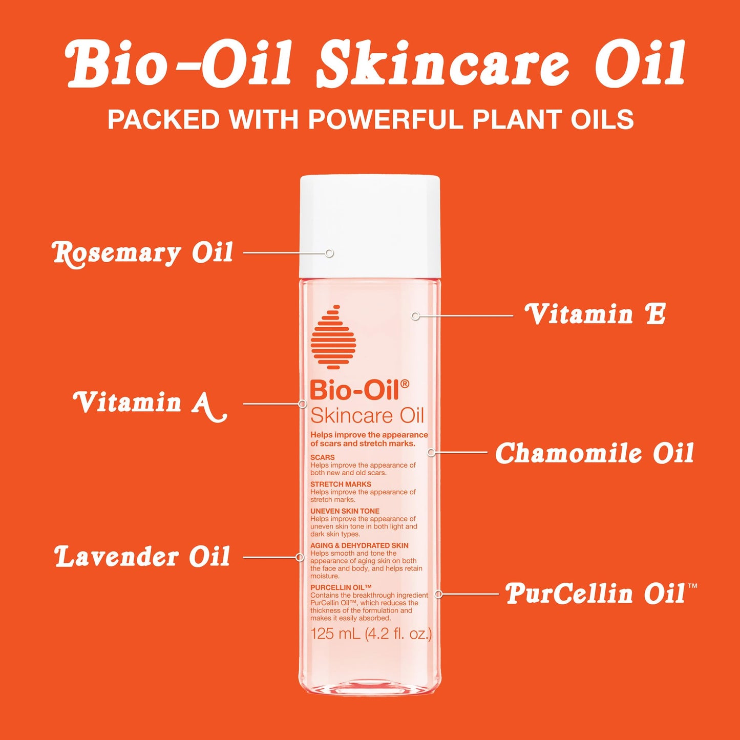 Bio-Oil | Aceite para el Cuidado de la Piel Estrías, Cicatrices y Manchas | Tratamiento Corporal y Facial 125 ml