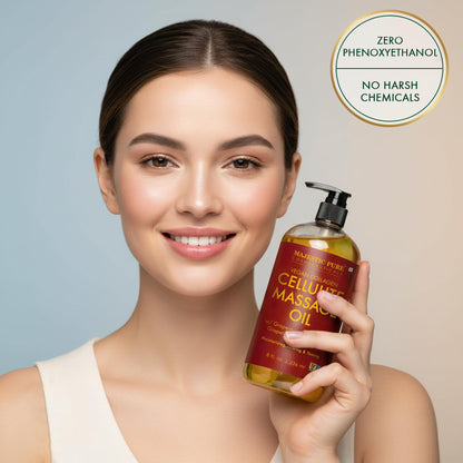 Majestic Pure Cellulite Massage Oil for Massage Therapy- Refreshing and Relaxing- Natural Oils with Grapeseed, Eucalyptus, Grapefruit & Lemon Oil- All Skin Types- Men and Women Massage Lotion- 8 fl oz