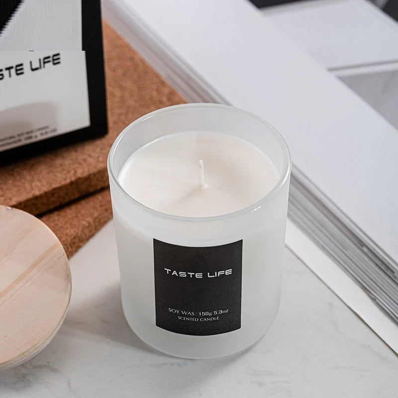 Smokeless Handmade Soy Wax Scented Candle with Clear Wooden Cover