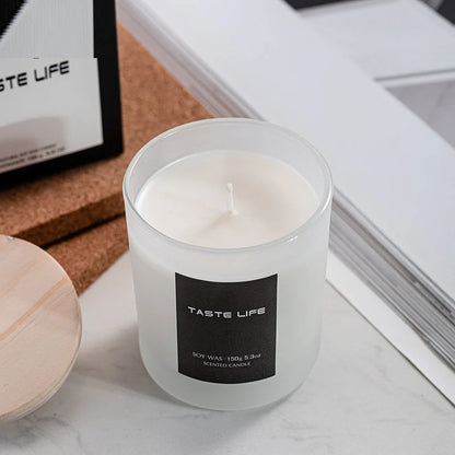 Smokeless Handmade Soy Wax Scented Candle with Clear Wooden Cover