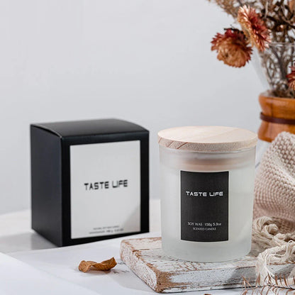 Smokeless Handmade Soy Wax Scented Candle with Clear Wooden Cover