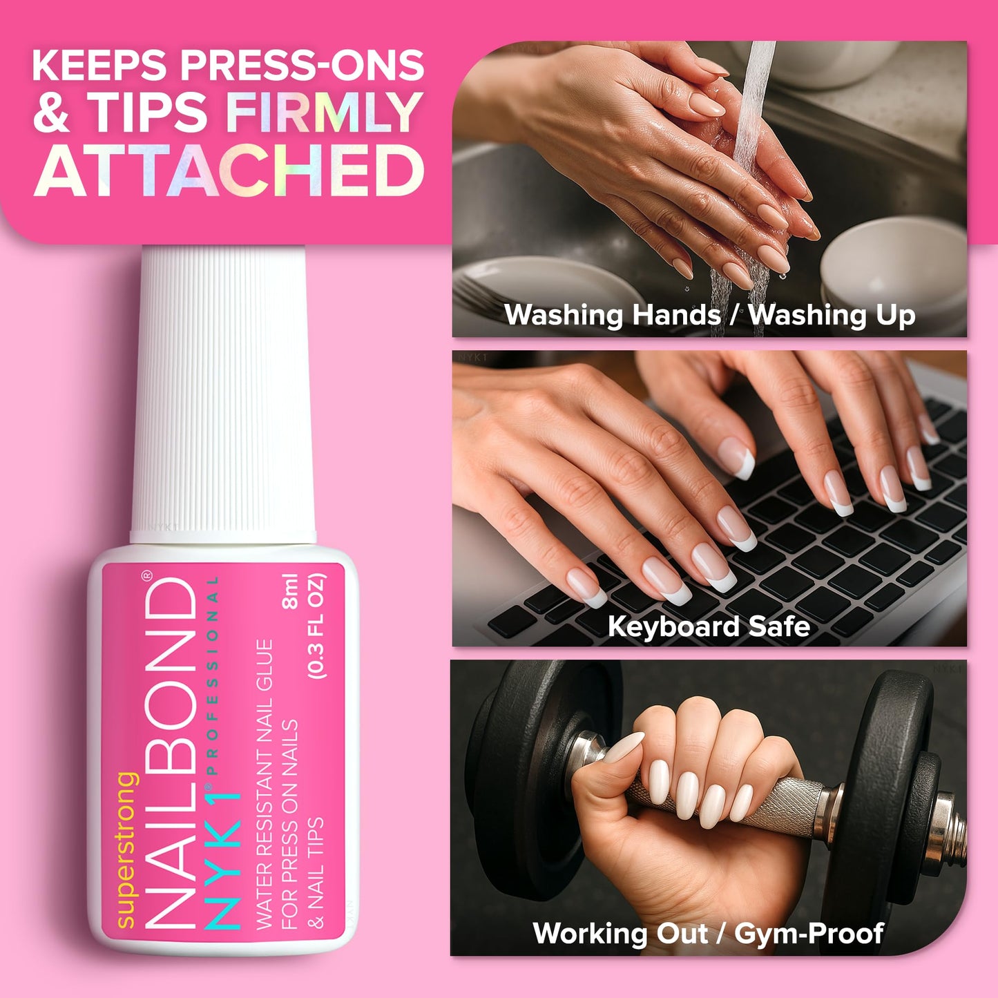 Pegamento Uñas Postizas Super Fuerte Para Uñas Acrílicas, Tips De Uñas Y Uñas A Presión (8ml) Nail Bond Pegamento Uñas Acrilicas Con Pincel Para Tips Uñas - Antihongos Pegamento Para Uñas