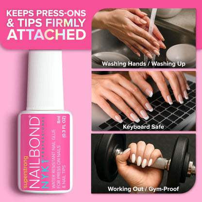 Pegamento Uñas Postizas Super Fuerte Para Uñas Acrílicas, Tips De Uñas Y Uñas A Presión (8ml) Nail Bond Pegamento Uñas Acrilicas Con Pincel Para Tips Uñas - Antihongos Pegamento Para Uñas