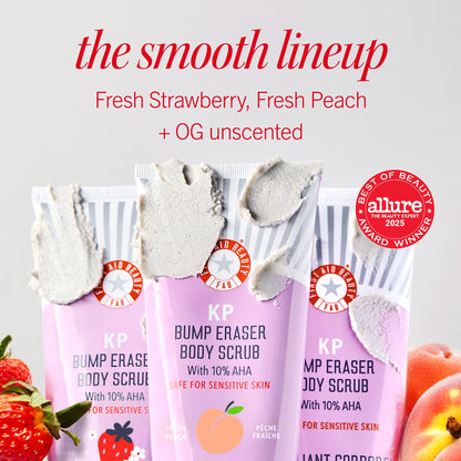 First Aid Beauty - KP Bump Eraser Body Scrub with 10% AHA, Keratosis Pilaris Skin Exfoliator with Glycolic and Lactic acids, Helps Reduce Chicken Bumps, Safe for Sensitive Skin, 2 oz