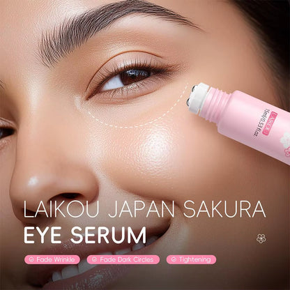 15Ml Sakura Serum Eye Massage Cream Slide Ball Essence Firming Remover Dark Circles Wrinkle Anti-Puffiness Bags under Eye Serum