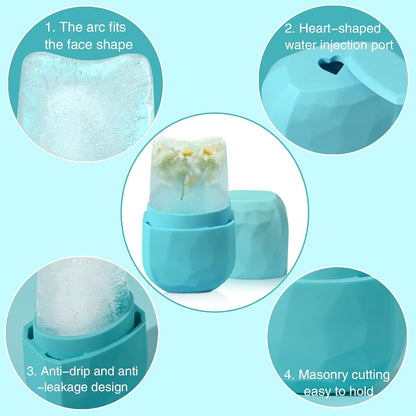 Ice Roller for Face, Ice Facial Roller for Face and Eye, Reusable Silicone Molder Facial Treatment Tools(Blue)