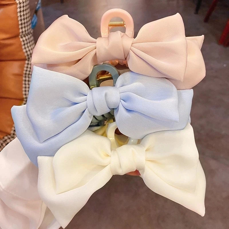 Fashion Women Bow Hairpin Korean Version of Solid Color Butterfly Satin Hair Clips Girls Hair Accessories Headwear