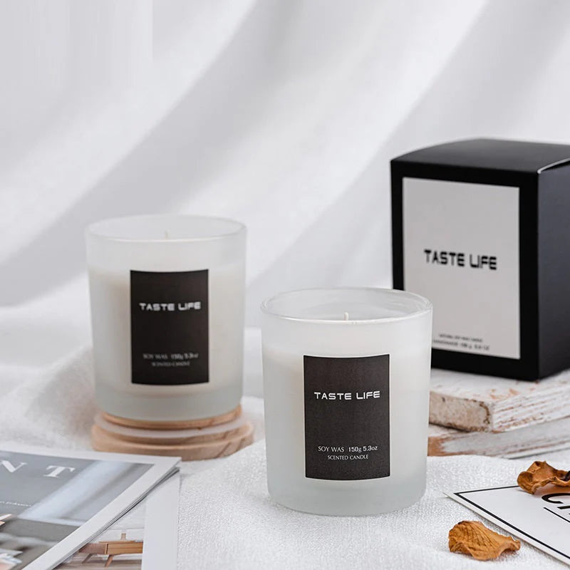 Smokeless Handmade Soy Wax Scented Candle with Clear Wooden Cover