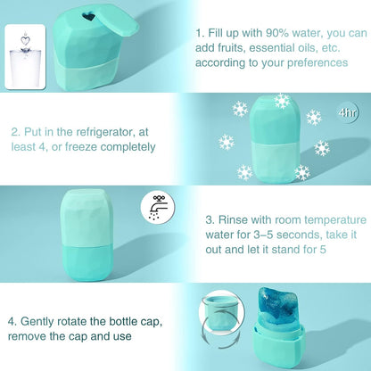Ice Roller for Face, Ice Facial Roller for Face and Eye, Reusable Silicone Molder Facial Treatment Tools(Blue)