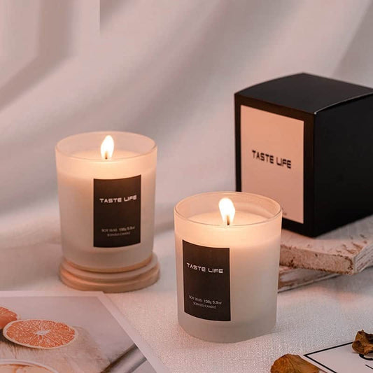 Smokeless Handmade Soy Wax Scented Candle with Clear Wooden Cover