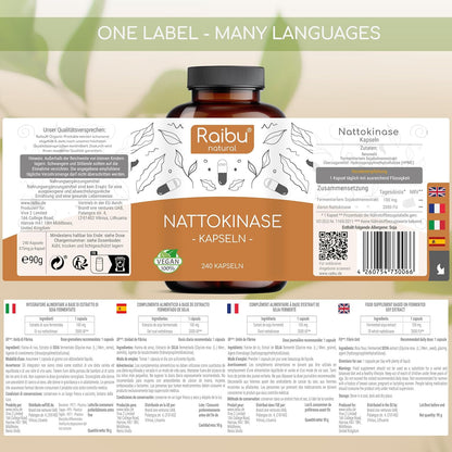 Nattokinase 2,000 FU per Capsule - High-Strength 240 Nattokinase Capsules from Fermented Natto Soybeans - 8 Months Supply - Non-Gmo, Natural & Vegan- Laboratory Tested -